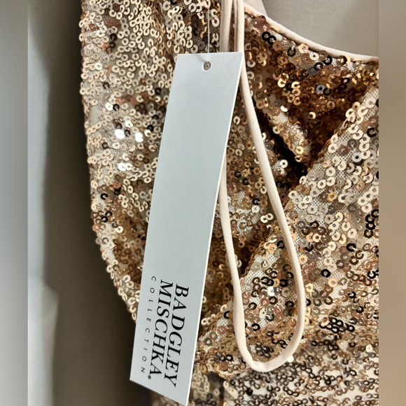 ✨BNWT Racerback body-skimming Badgley Mischka sequined dress.✨ Holiday party/NYE - Picture 5 of 6
